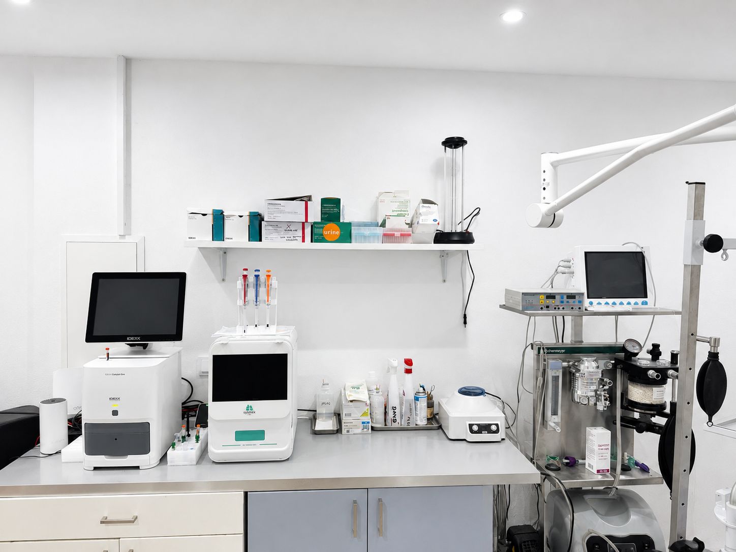 Laboratory analysers on the worktop